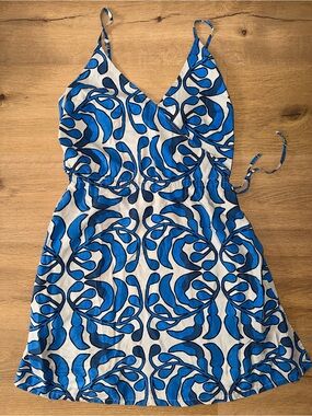 Patagonia Pataloha Hawaiian Vibes  Blue and White Floral Print Midi Dress